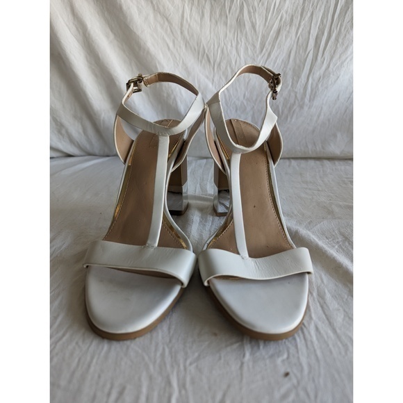 Aldo White Block T Bar Heels - Picture 1 of 4